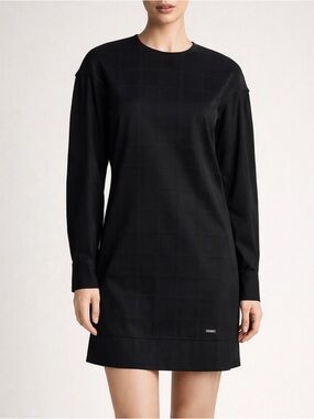 DSQUARED2 100% Cotton Long-Sleeve Mini Dress Size 42 Black Shift Dress Minimal